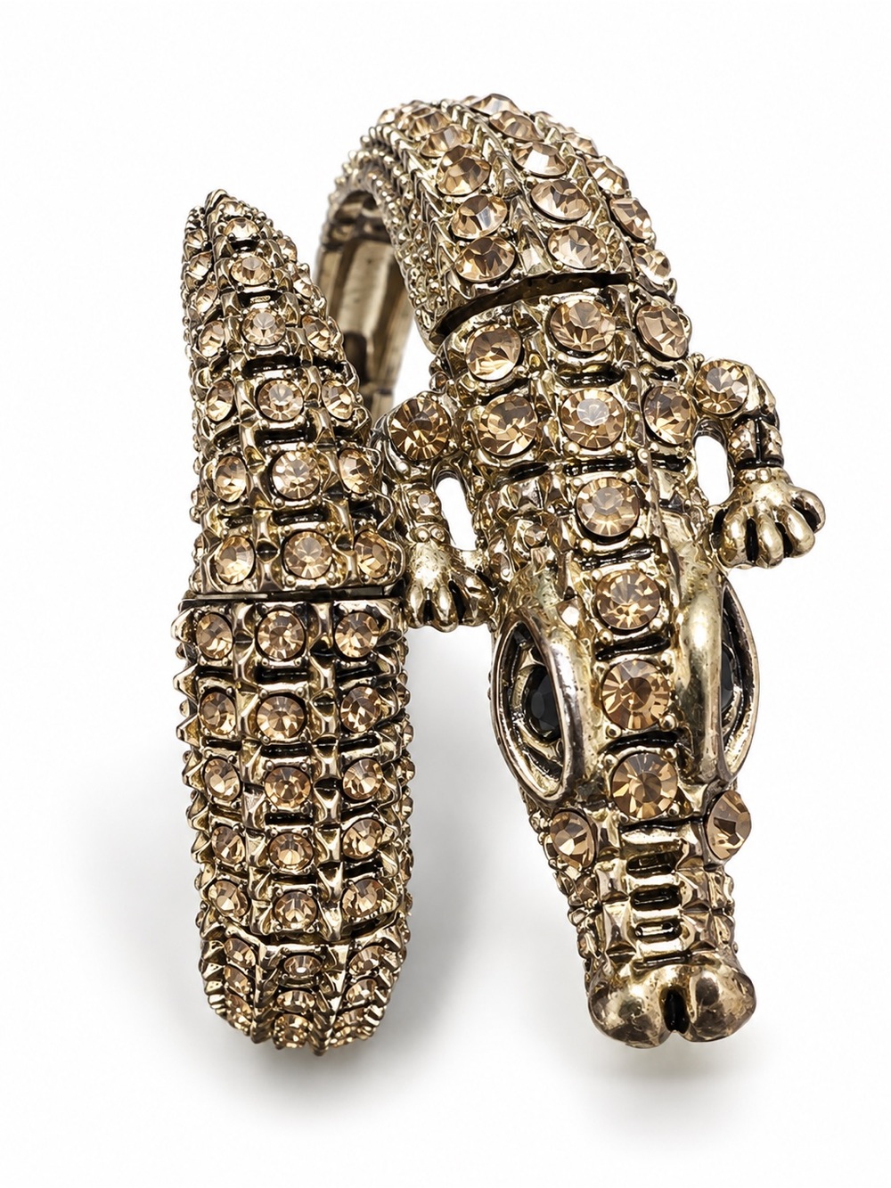 Natasha Couture Gold Crystal Crocodile Wrap Bracelet Missing 1 stone